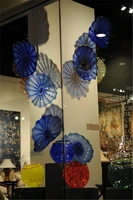 blue colored big hotel 100 hand blown murano glass plates for home wall decor
