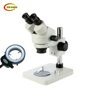 brand 7x 45x binocular microscope continuous zoom stereo microscope silver rectangular base for soldering metal microscopio