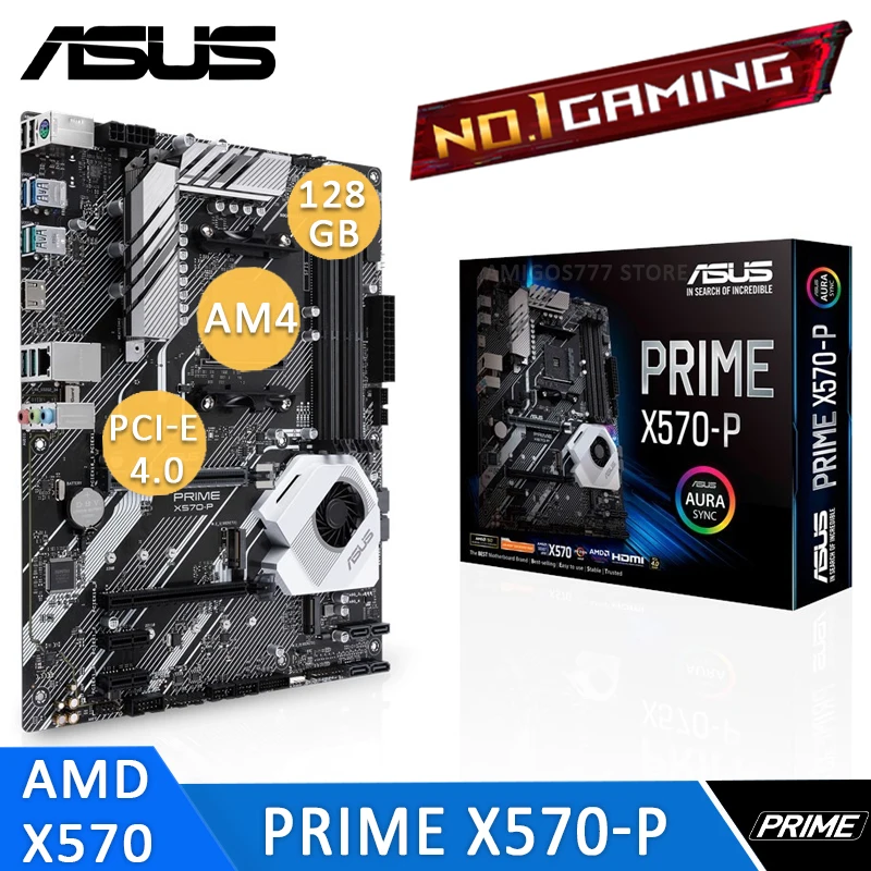 Günstig Buchse AM4 Asus PRIME X570-P Motherboard DDR4 CrossFireX RGB PCIe 4,0 128GB M.2 2280 AMD Ryzen Desktop AMD X570 Placa-Mãe AM4