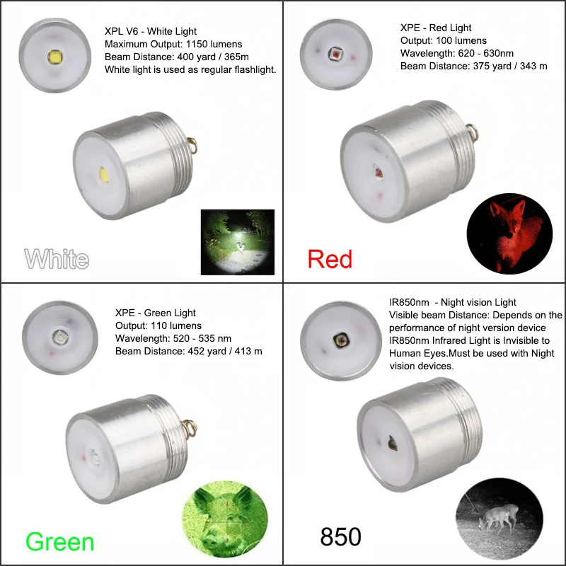 Красный/зеленый/белый модульный охотничий фонарик IR850 светодиодный инфракрасный