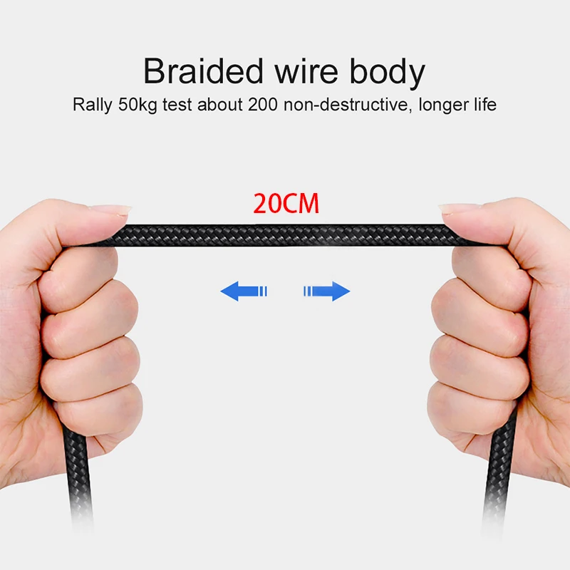 Нейлоновый Плетеный USB Type C коротким 2.4A Быстрый зарядный кабель 20 см локоть 90