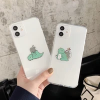 clear phone case for iphone 12 11 pro max 7 8 plus cute cartoon animal dinosaur soft tpu for iphone xr xs max transparent cover