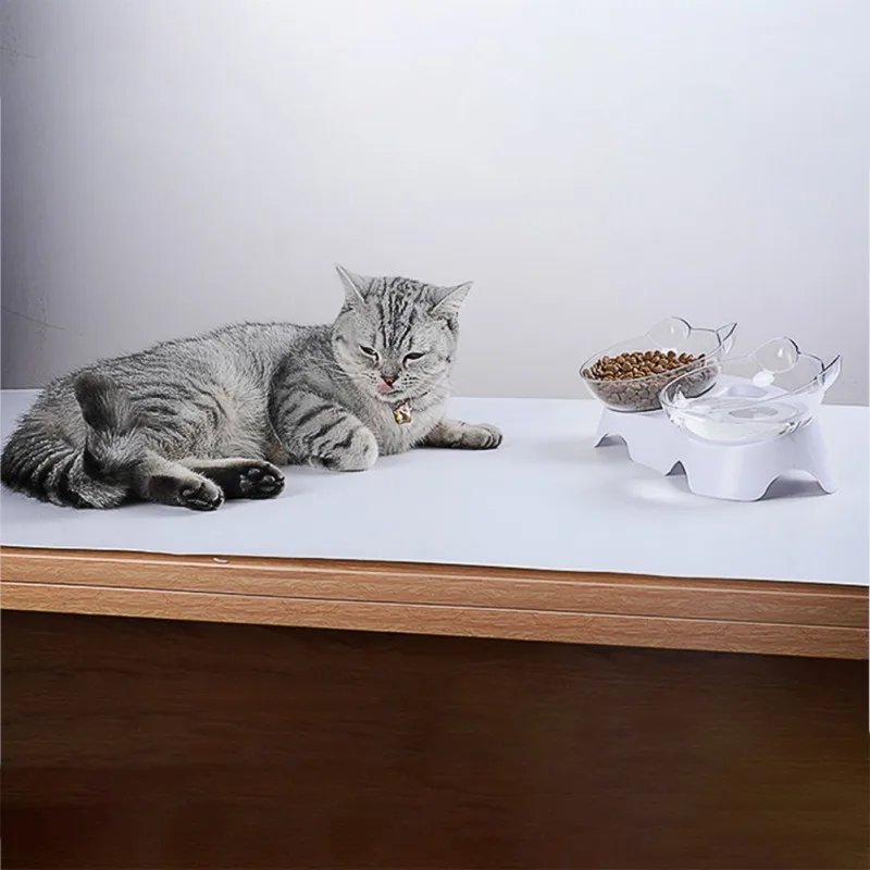 

Pet Cat Dog Inclined Mouth Double Drinking Water Protecting Cervical Vertebra Bowl