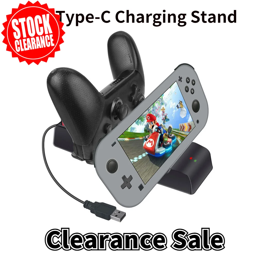 

KJH Type-C Charging Stand Quickly Double Portable Charger For Nintend Switch Lite and NS PRO Gamepad Accessories