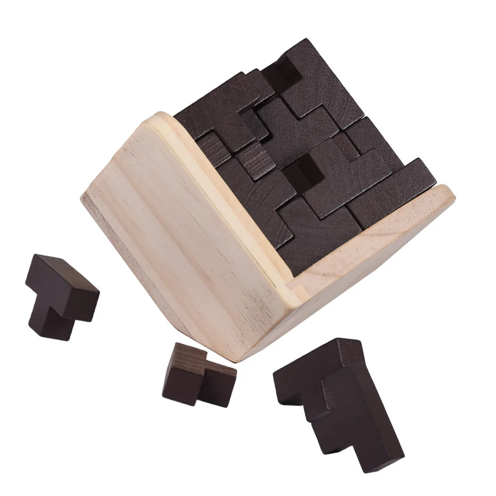 

T-Shaped Wooden Educational Geometric Blocks Cube Puzzle for Adult Kids