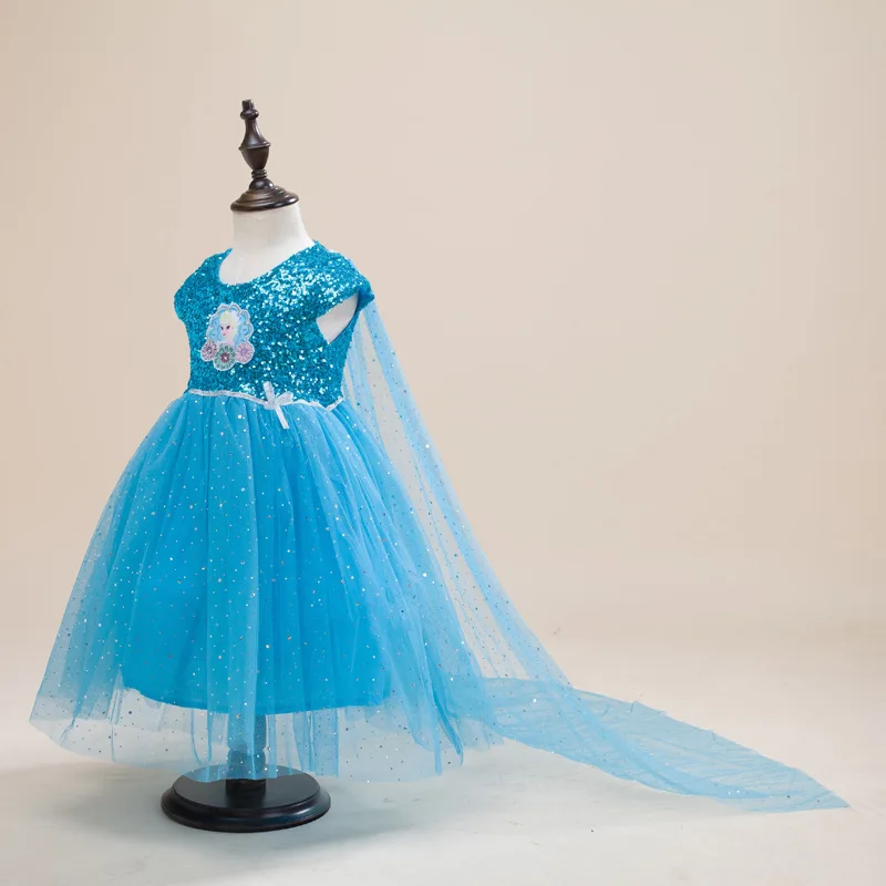 Новая одежда для маленькой девочки 2 платье Эльзы Хэллоуин костюм принцессы день