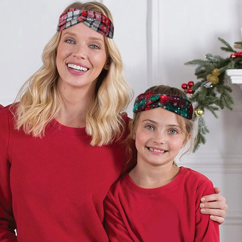 

Christmas Headband Trendy Parent-child Hair Band Knotted Headwrap Colorful Printed Headband Elastic Hair Bands Hair Accessories