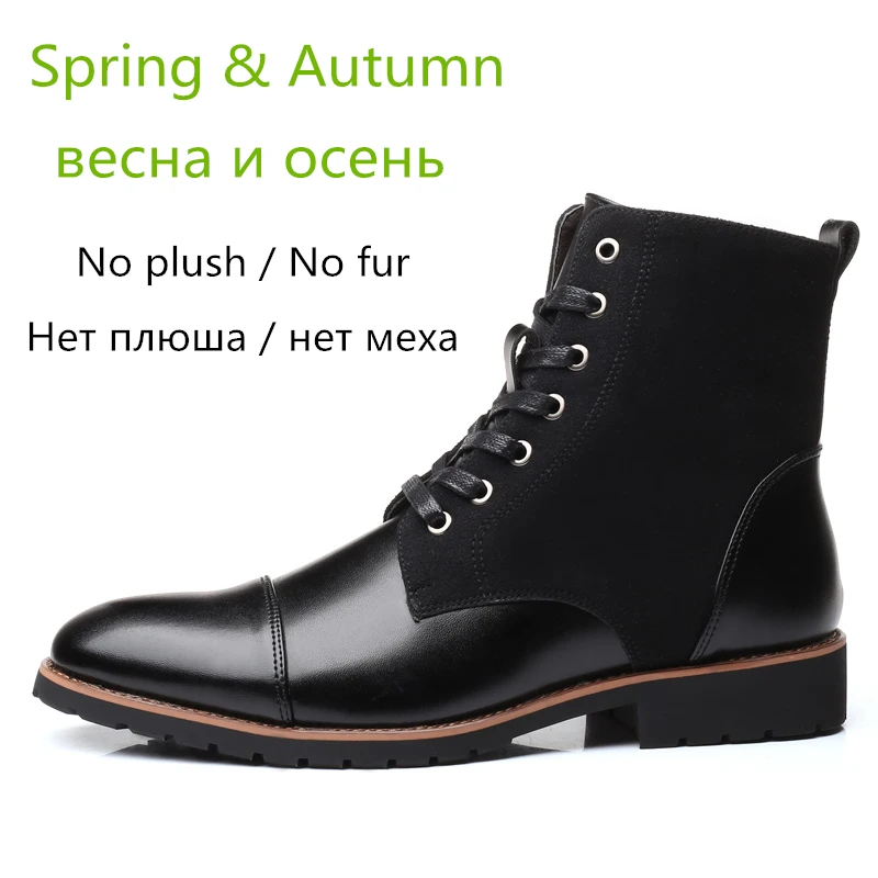 Misalwa/зимние/весенние мужские зимние ботинки, теплые плюшевые мужские ботинки размера плюс 38-48, зимняя повседневная кожаная обувь с острым носком, мужские ботинки челси