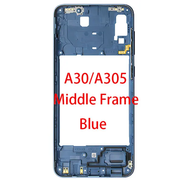 Для samsung A20 A30 A40 A50 A205F A305F A405F A505F спереди Корпус ЖК-дисплей средняя рамка задняя пластинчатый Корпус чехол-накладка - Цвет: A30 mid-frame-Blue