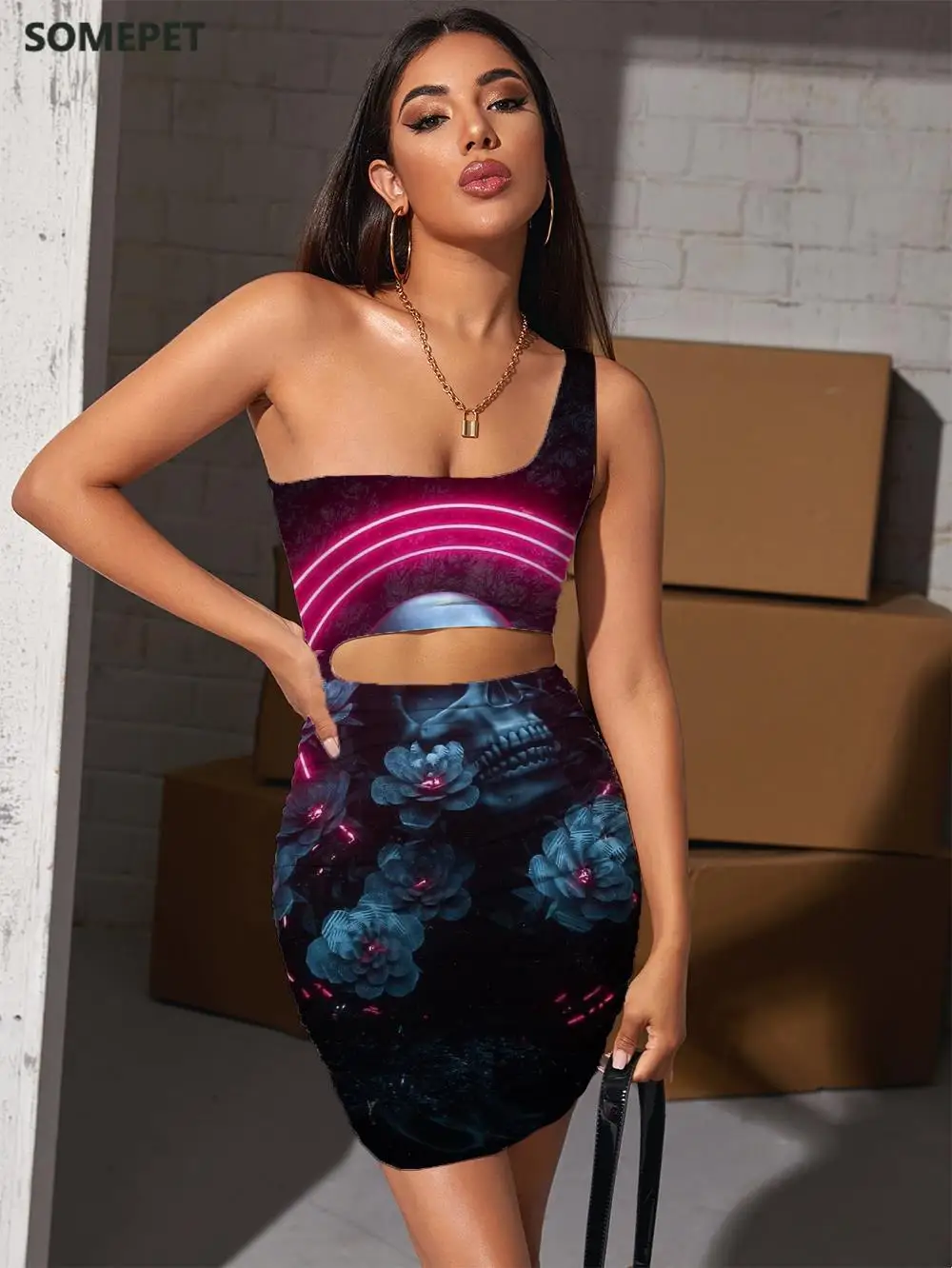 Платье женское вечернее в стиле хип-хоп с цветочным принтом | Женская одежда