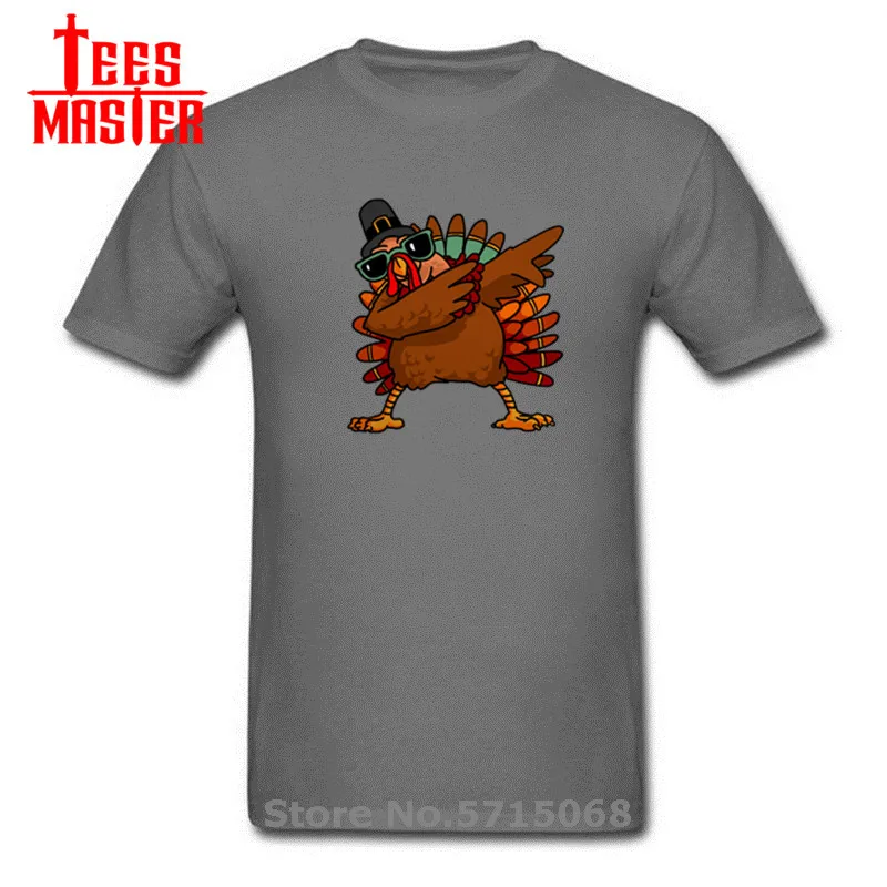 Мужские футболки с длинным рукавом забавная ко Дню благодарения Dabbing индейкой 100%