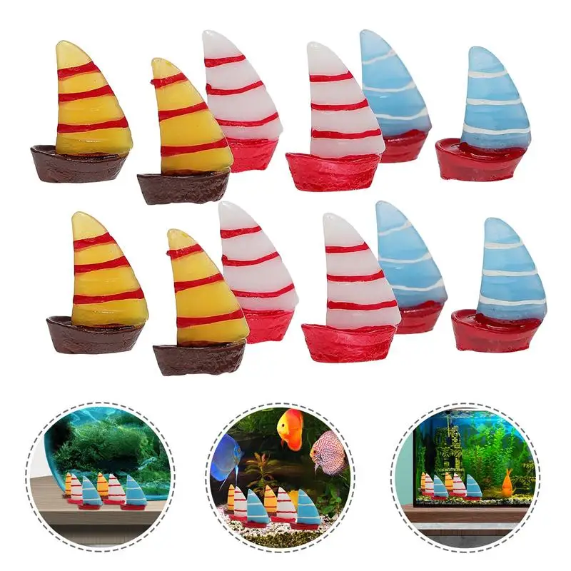 15/30Ps Mini Sailboat Models Realistic Boat Ornament Miniature Scene Decoration Micro Landscape Resin Sailing | Дом и сад
