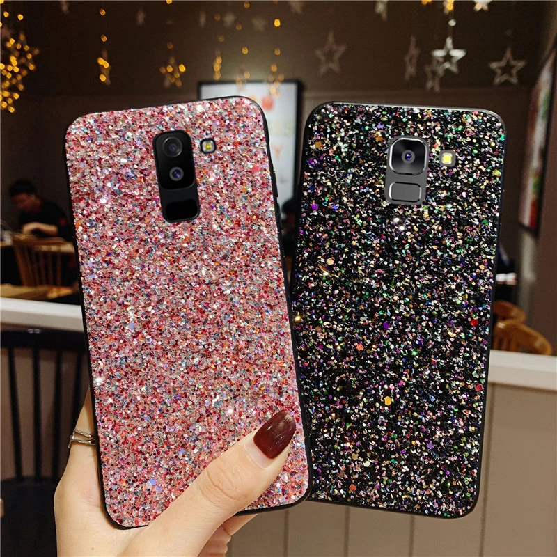Блестящий чехол с блестками для Samsung Galaxy A6 Plus A9 2018 A920 блестящим покрытием J4 J6 Prime J5
