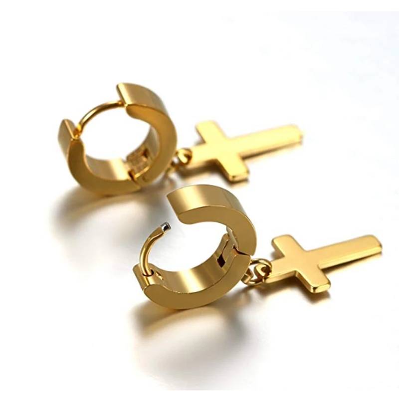 Унисекс крест серьги пирсинг ювелирные изделия подарок висячие кольца для