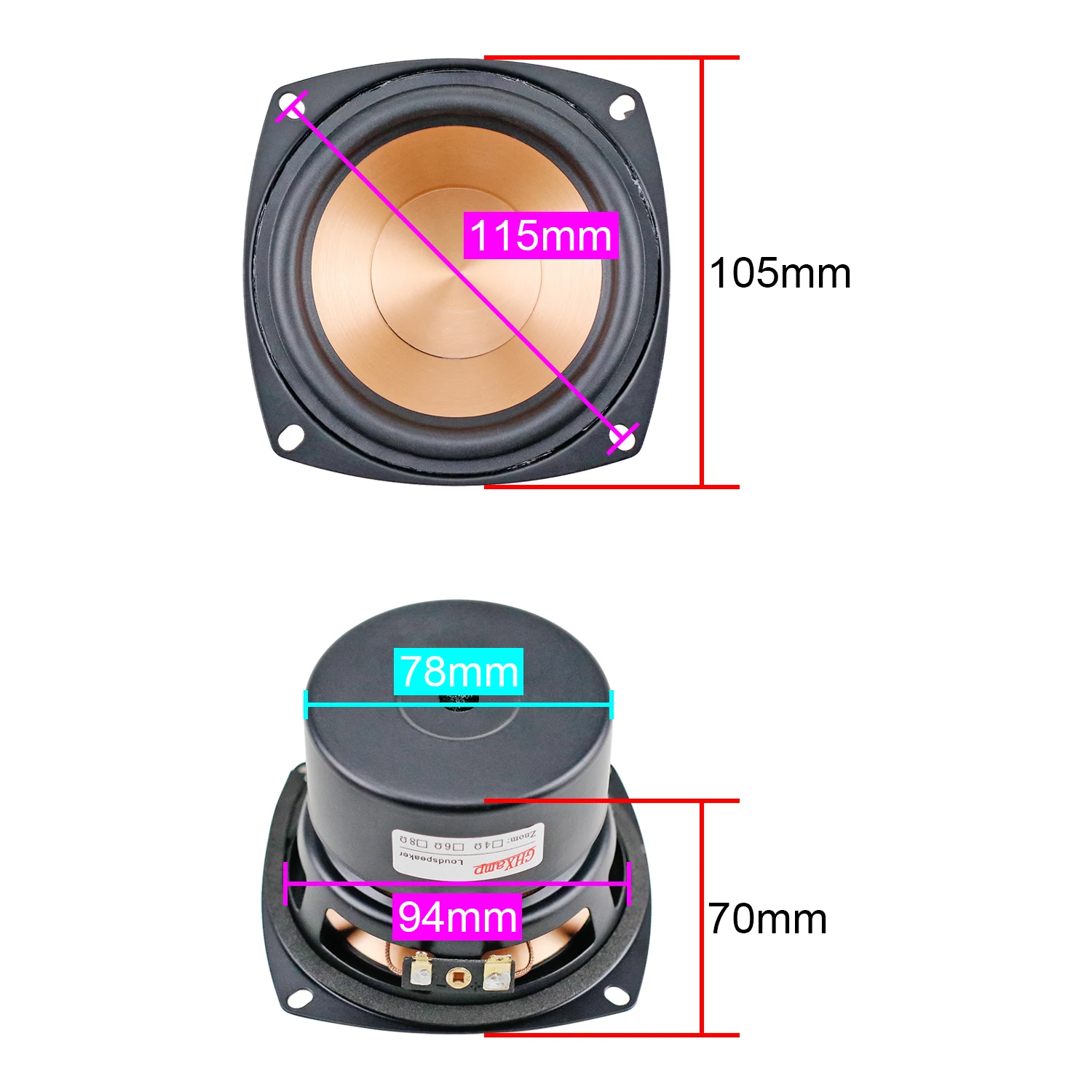 GHXAMP Hifi 4 дюйма мидбасовые Динамик Керамика конус СЧ НЧ-динамик громкое 4Ohm 40 Вт для