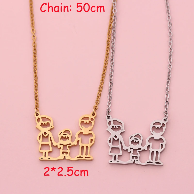 Ручное теснение счастливая семья ожерелье сын бытовой для члена семьи Подарок