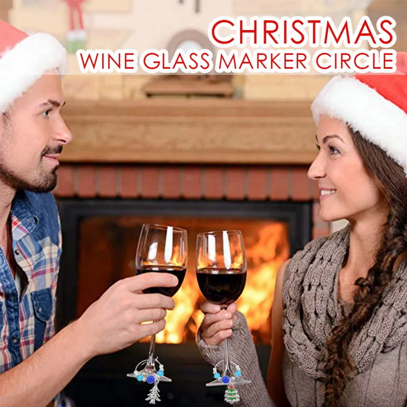 Hoomall 6 шт./кор. Смешанные Подвески для вина олень Снежинка Хрустальный маркер