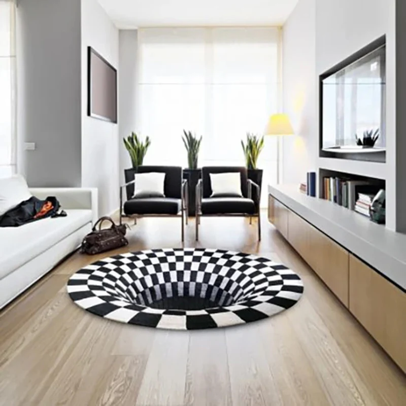 Vortex Illusion Rug 3D Trap Effect Printing Carpet Bedroom Living Room Study Floor Mat GQ |