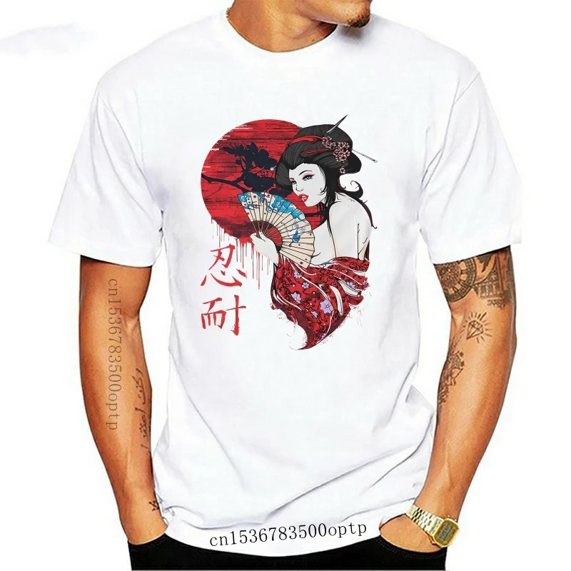

GEISHA girl chinese fan sexy mashup mens tshirt tee dtg(2)