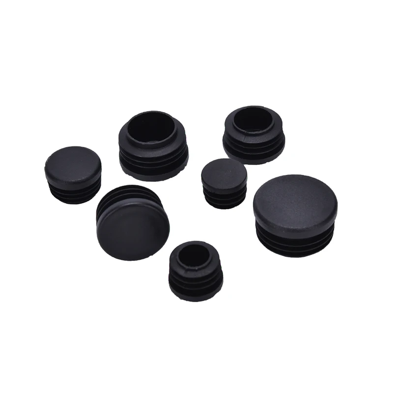 

10Pcs/lot Plastic Furniture Leg Plug Black Round Steel Pipe End Caps Insert Plugs16-32mm decorative dust cover Protect