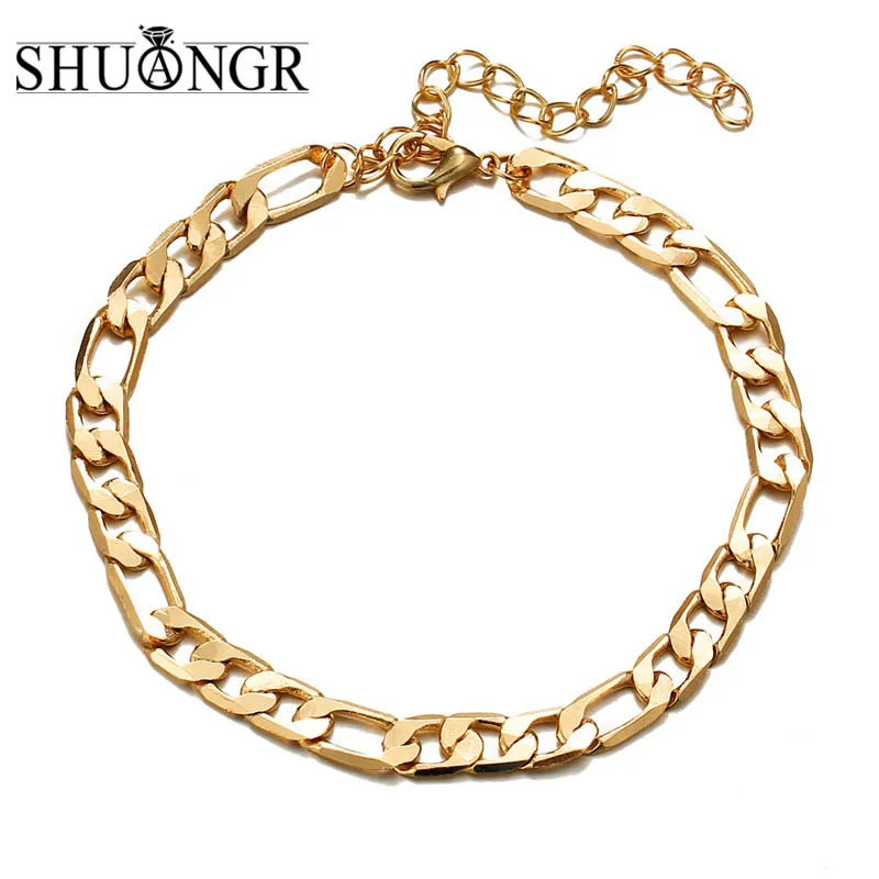 Женские и мужские браслеты SHUANGR золотая цепочка на ногу летняя пляжная для ног