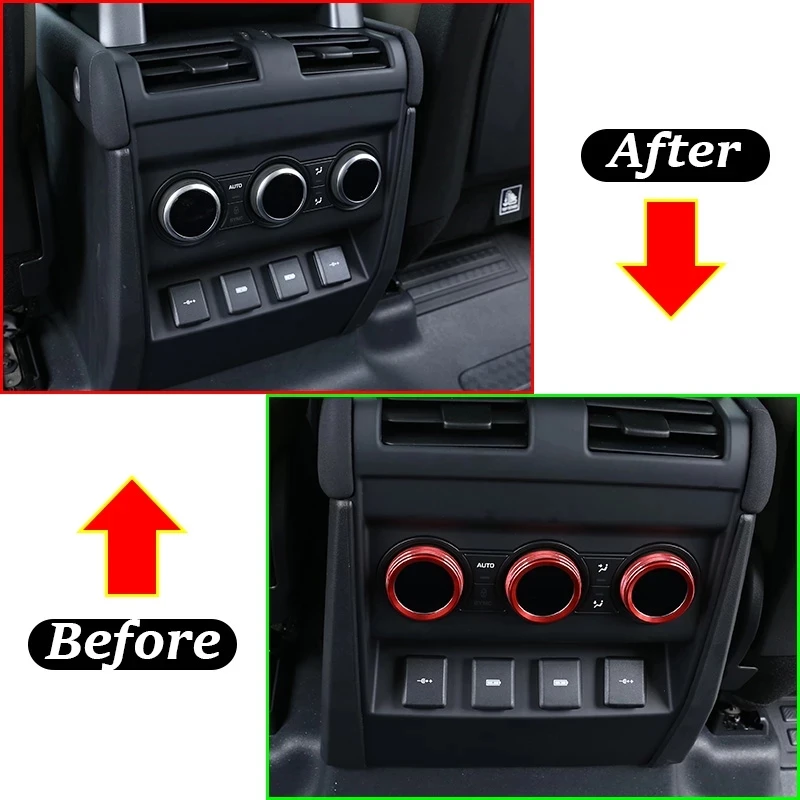 For Land Rover Defender 110 130 2020 Car styling Aluminum alloy Back Row Air Conditioning Knobs Trim Ring Accessories 3 Pcs | Автомобили и
