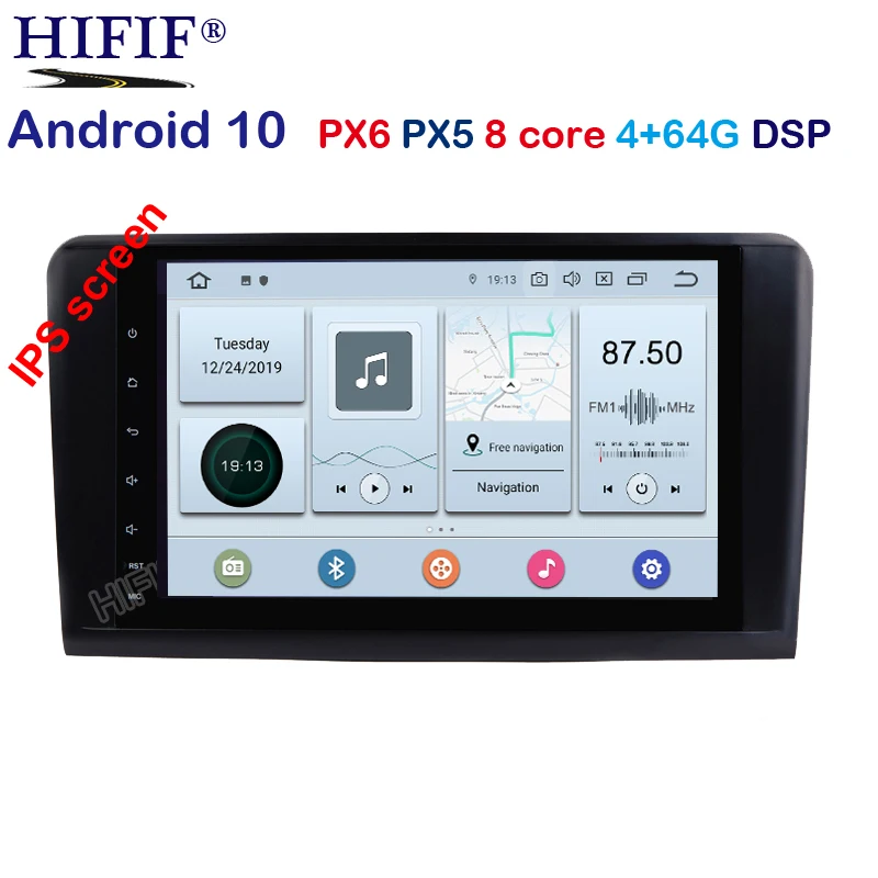Автомобильный GPS-навигатор PX6 Android 10 0 4 Гб + 64 ГБ Восьмиядерный процессор для Mercedes