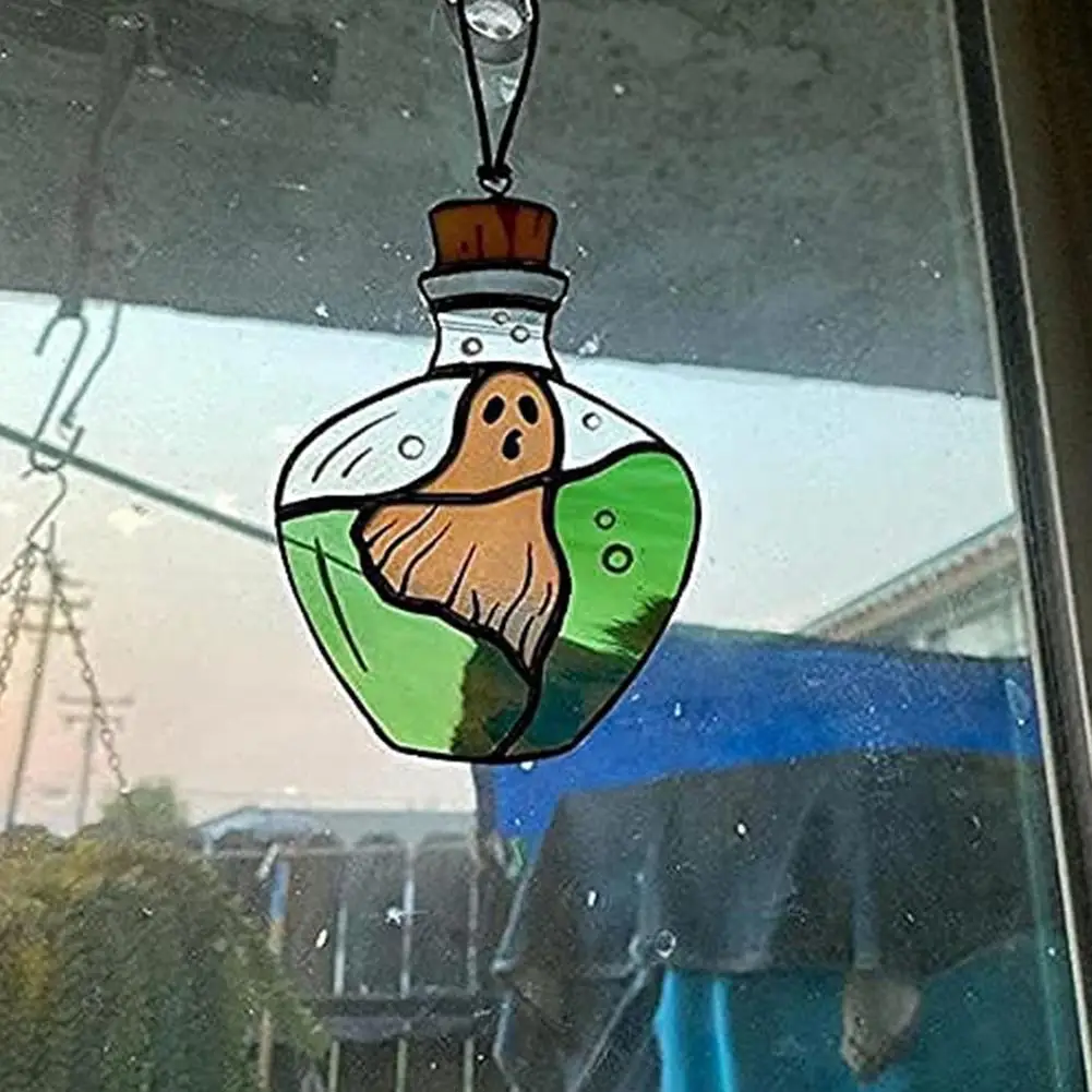 

Ghost Stained Acrylic Window Hangings Halloween Decorations relay adress Drift Bottle Home Window Decorations for Home Indoor