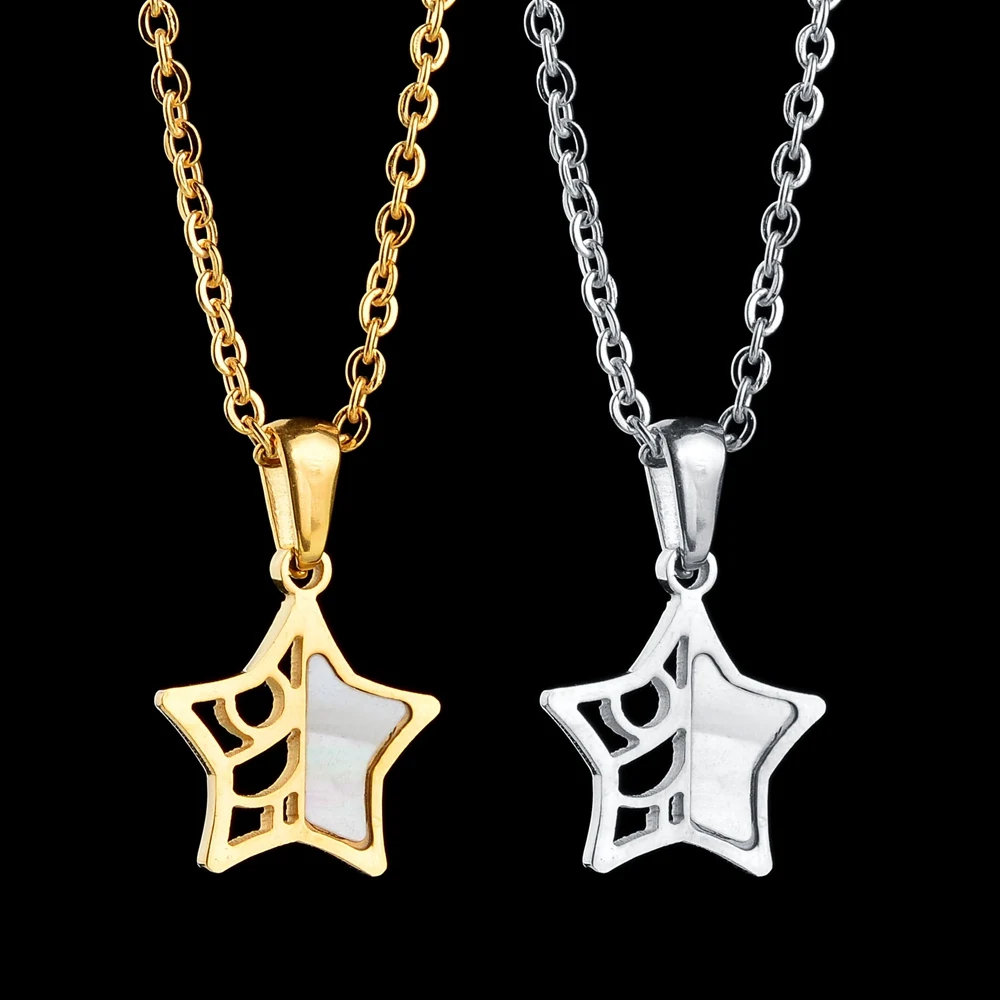 

Gold Silver Color Stainless Steel Necklaces Punk Hollow Out Star Pendant Chain Necklace For Men Women Male Hip Hop Rock Style