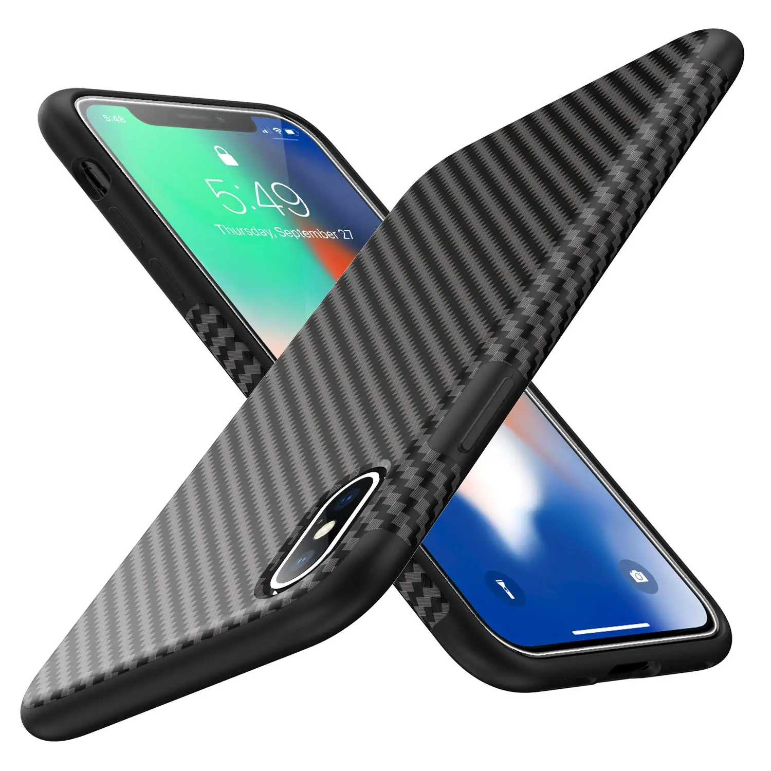 Защитный экран чехол для iPhone X Xs 8 7 из углеродного волокна Кожаный 5 5S SE 6 6S Plus
