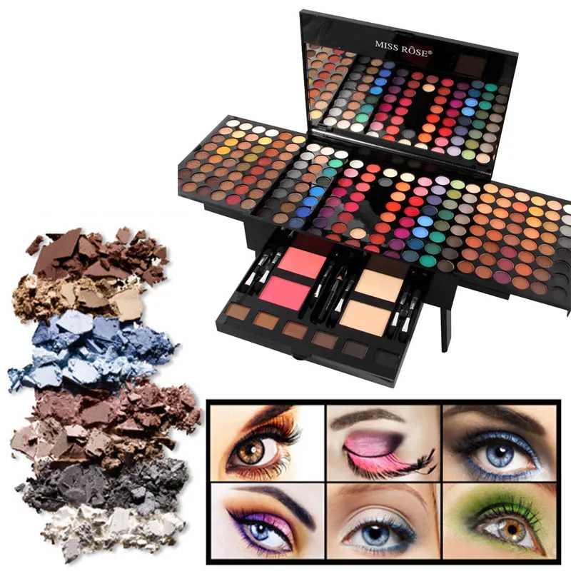 

Miss Rose Professional Makeup 180 Colors Matte Shimmer Palette Powder Blush Eyebrow Contouring Beauty Kit Box Eyeshadow Palette