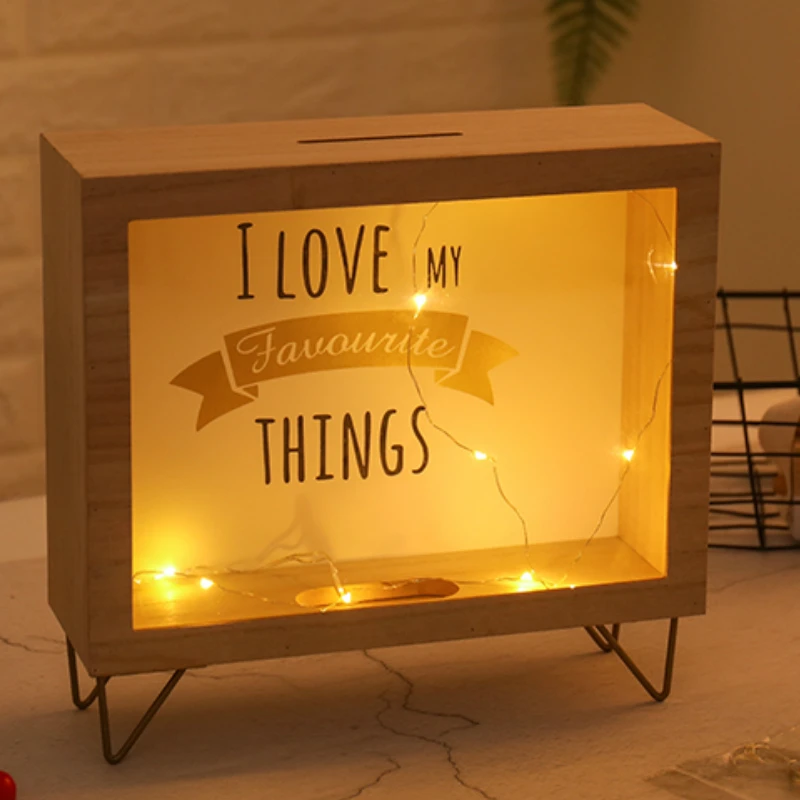 

Деревянная коробка для хранения денег, безопасная коробка для наличных денег, деревянная копилка, большой прозрачный диспенсер для монет, з...