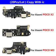20Pcs New Mobile Parts For Xiaomi Poco F2 X2 X3 M3 Pro USB Charging Port Board Flex Cable With ic And Mic Connector Replacement