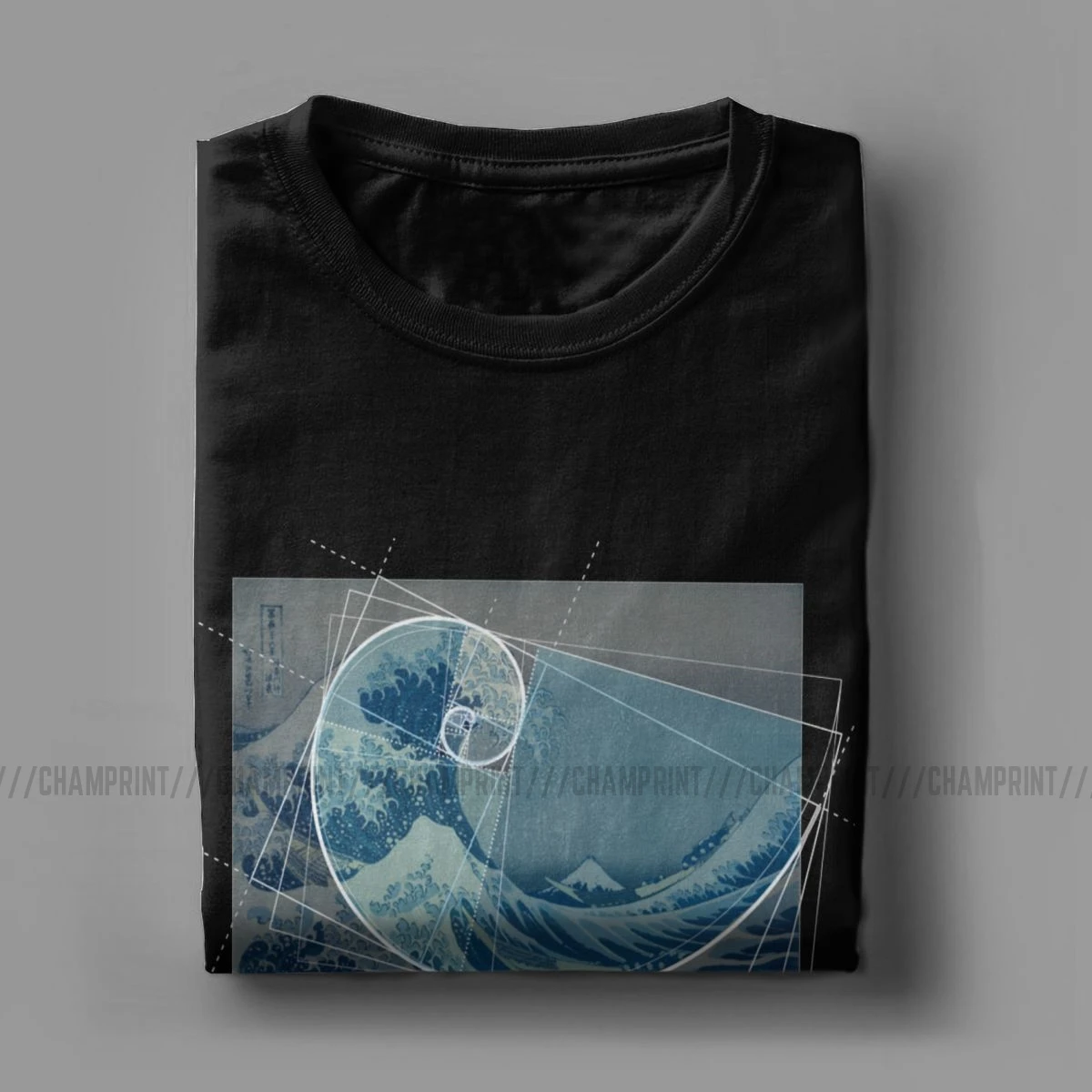 Hokusai соответствует Fibonacci футболка с золотым соотношением сторон Мужская
