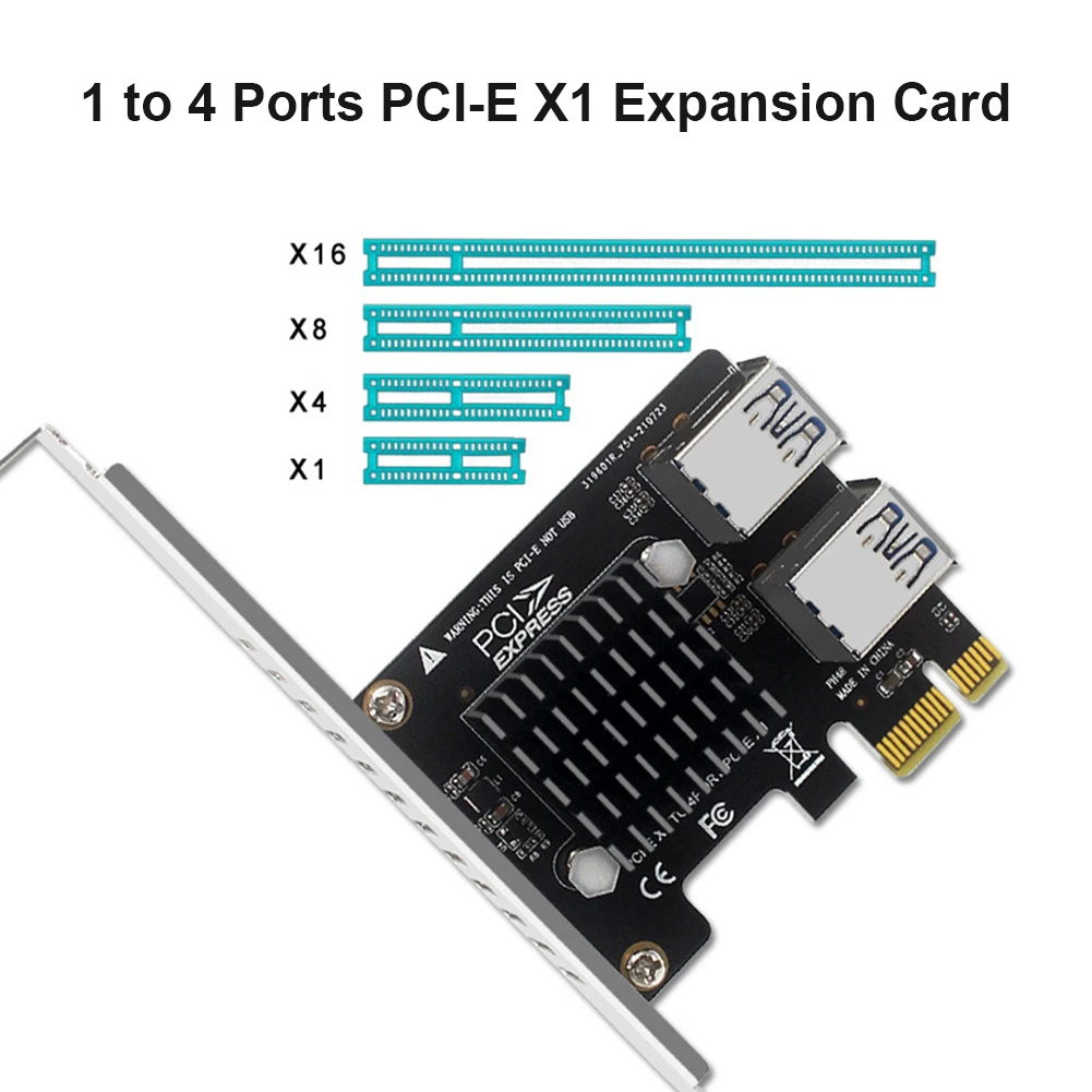 Плата расширения PCI-E X1 для настольного компьютера, Райзер с 1 до 4 портами PCI Express, плата адаптера, усилитель крепления ПК, дополнительный аксе...