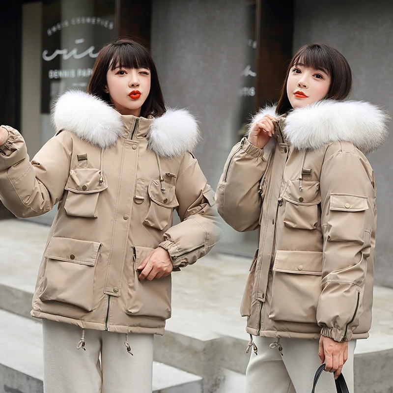 

ISENMAL Snow Wear Long Parkas Winter Jacket Women Fur Hooded Clothing Female Fur Lining Thick Winter Coat Women
