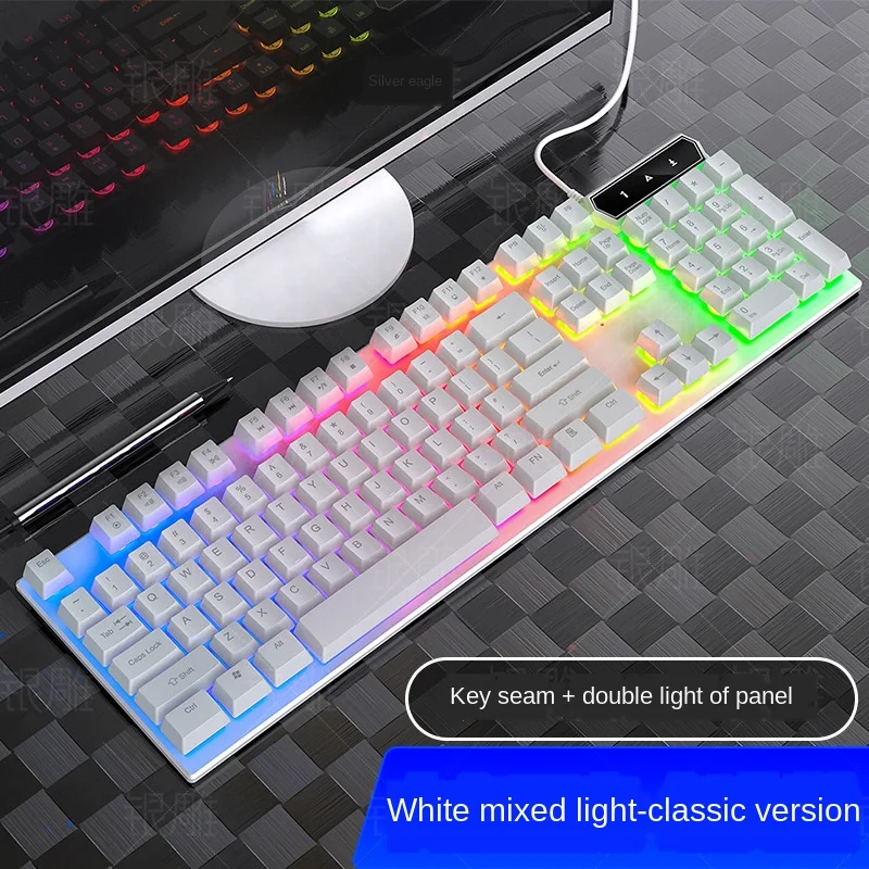 

Glowing Color Light Mechanical Feel Game Keyboard Wired Backlit USB Suitable for Desktop Computers Latop