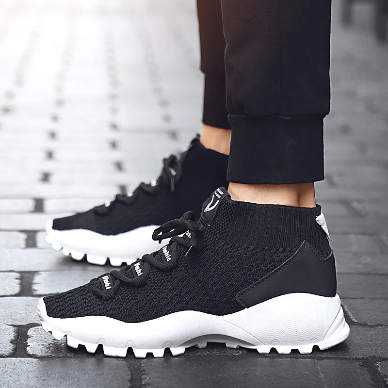 Кроссовки мужские высокие Вулканизированная подошва удобная повседневная обувь