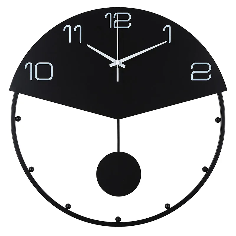 Большие настенные часы в скандинавском стиле металлические черные для гостиной