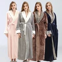 coral fleece nightgown homewear flannel women robe winter warm sleepwear kimono bathrobe gown women nightwear intimate lingerie