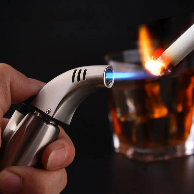 

1300C Electroplated Metal Elbow Small Spray Gun Lighter Welding Torch Inflatable Straight Into The Windproof Lighters Mens Gift