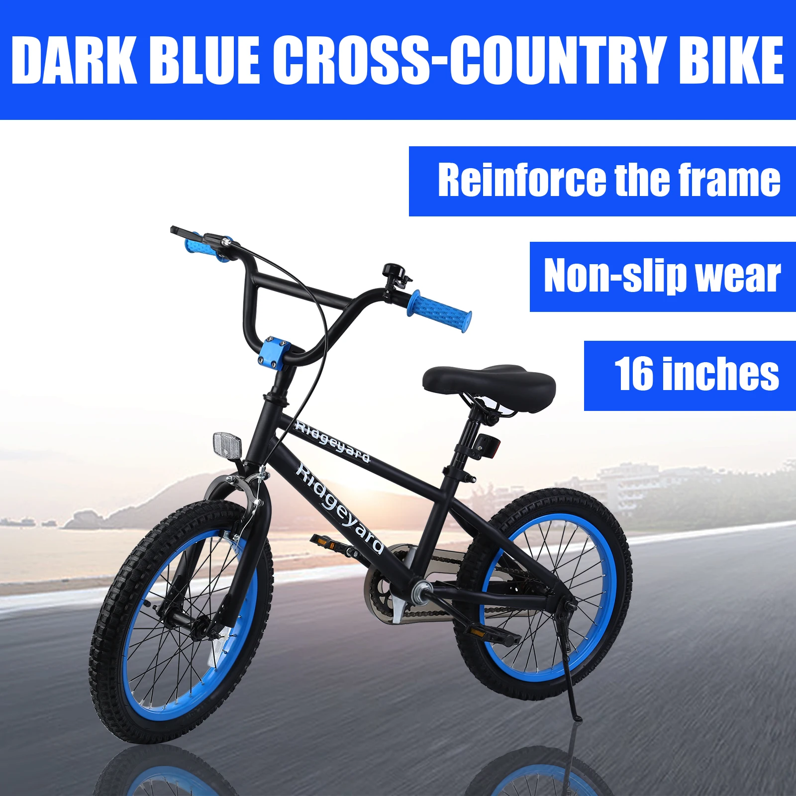 

EU Free Shipping Kids Bike 16 Inch Wheel Girls Boys Mountain Bicycle Deep Blue BMX MTB Foot Brake Bicicleta Child Gift New