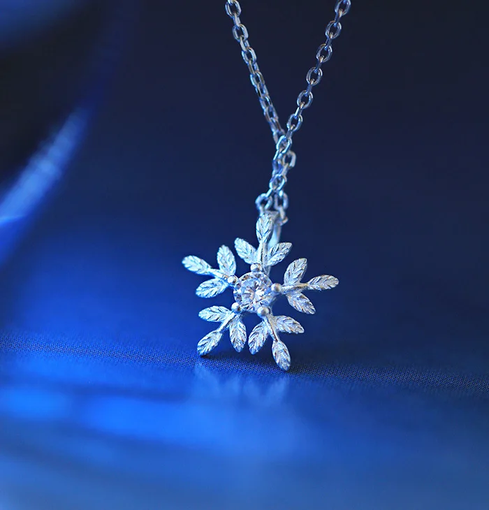 Новый 925 Стерлинговое Серебро Циркон Снег ожерелья с подвесками модная