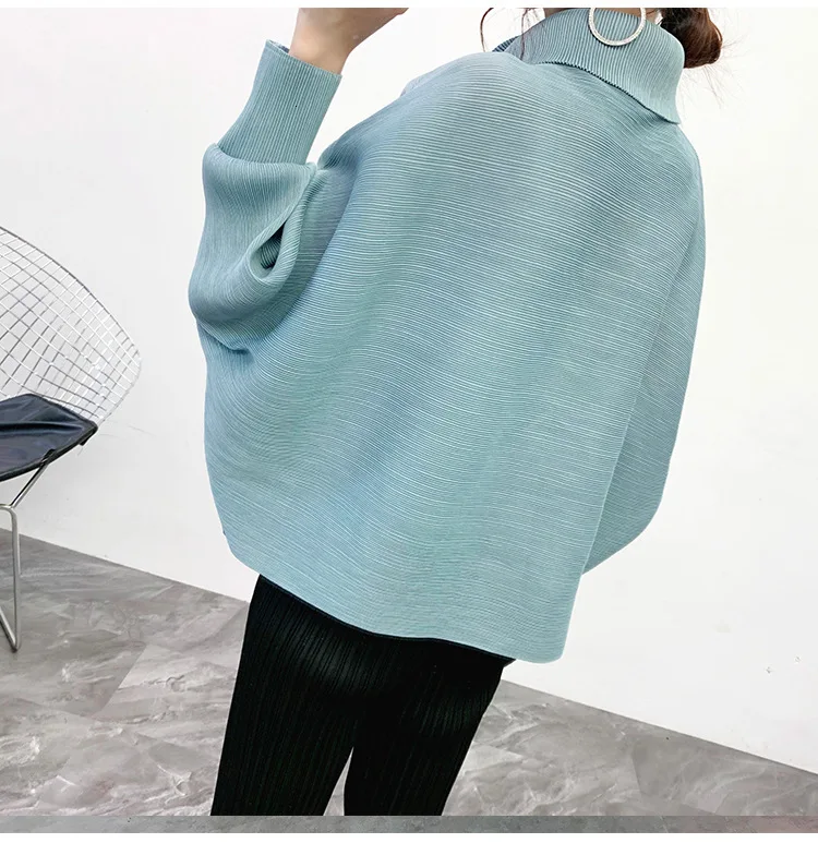 LANMREM New Scarf Collar Batwing Sleeves Pullover Twice Pleated Thickness Loose Autumn And Winter Sweatshirt WJ74304