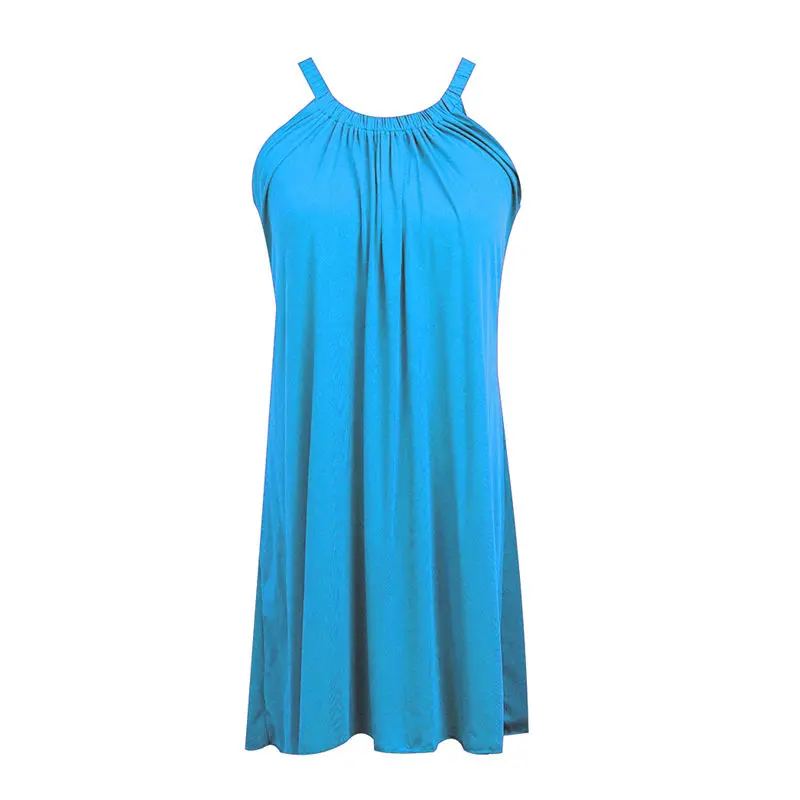 Женские вечерние мини-рубашки с лямкой на шее без рукавов каждый день Летний