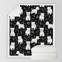 cute west highland white terrier cozy premiun fleece blanket 3d printed sherpa blanket on bed home textiles