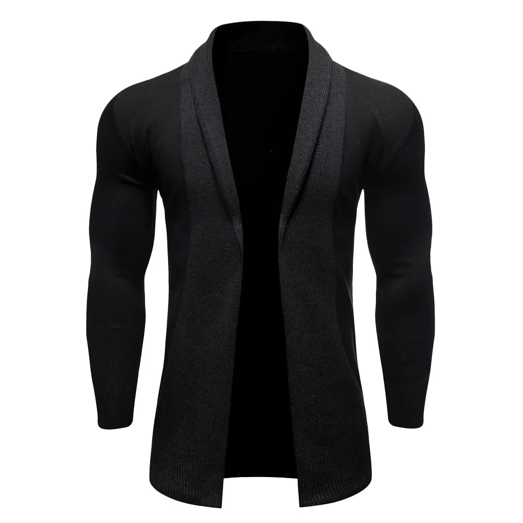 Men's Casual Solid Knit Trench Coat Jacket Cardigan Long Sleeve Outwear Blouse Men Top |