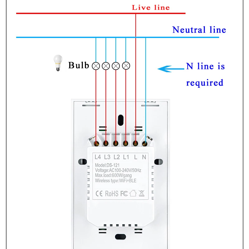 Tuya Сделай Сам Интеллектуальный переключатель Wi Fi сенсорный синхронизации 1/2/3/4 Gang