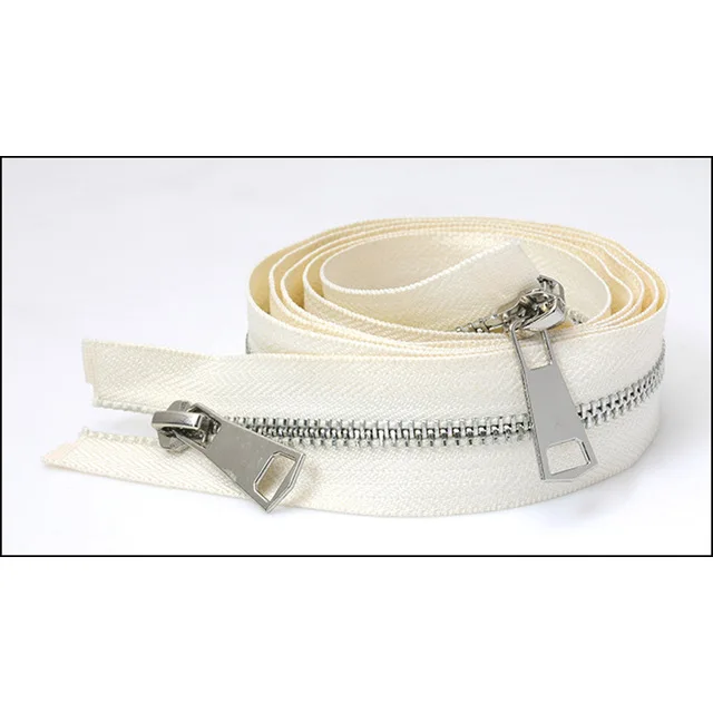 SilverBeige Meetee 120 см 5# двойной слайдер застежки-молнии для шитья открытая металлическая молния Gunblack зубы куртка молния DIY 13 цветов A3-9 - Цвет: SilverBeige