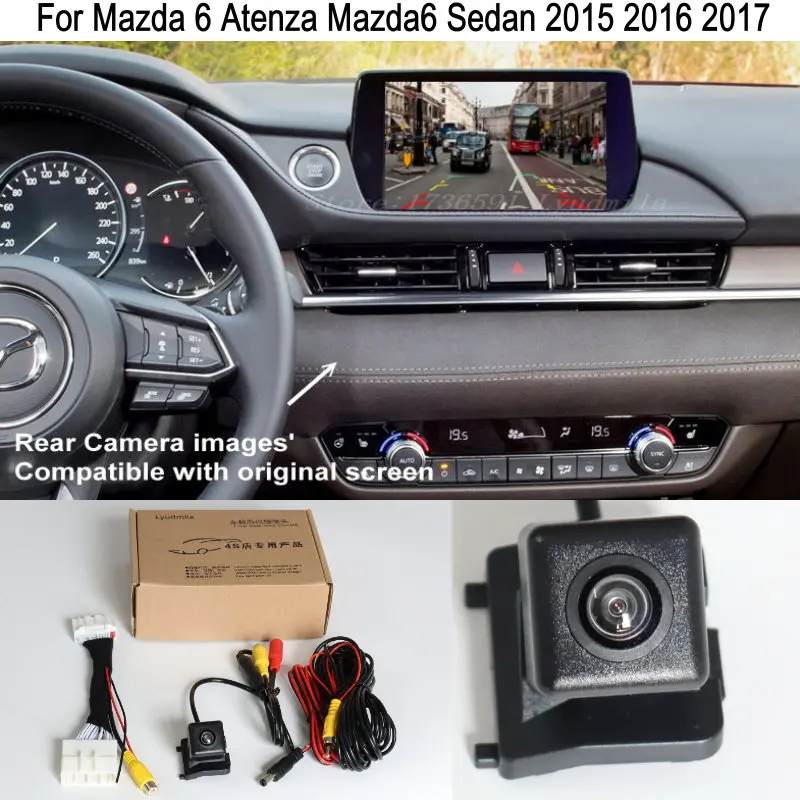 Cámara de visión trasera de coche para Mazda 6 Atenza Mazda6 Sedan 2015 2016 2017 HD RCA Cable adaptador Compatible con pantalla de Monitor OEM